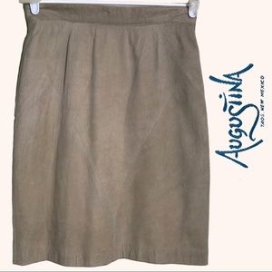 NWOT, VINTAGE Augustina Leather Tan Suede Skirt